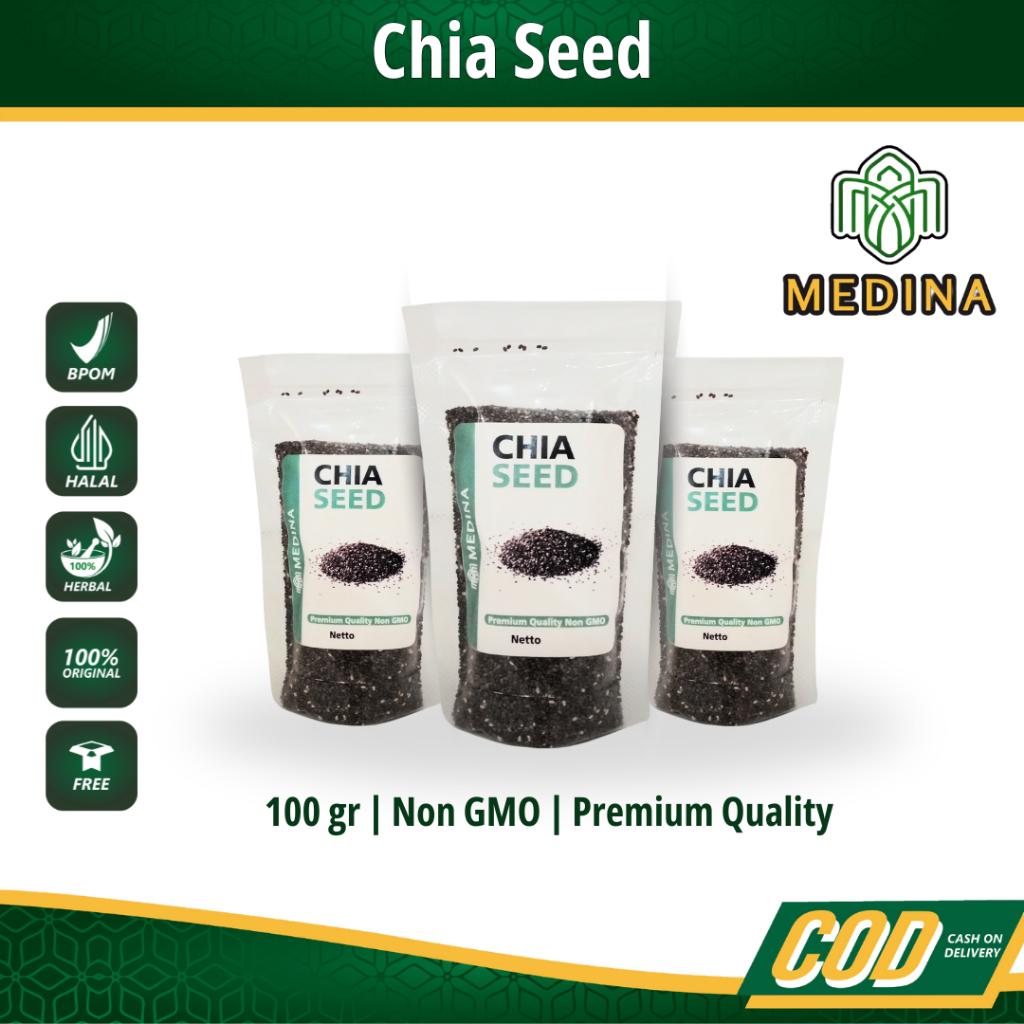 

Organic Chia Seeds Premium Quality Original 100% Murni non GMO / Biji Chia Hitam Organik Chia seed 100gr