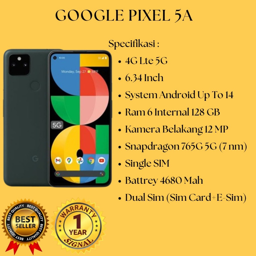 [Permanen BEBAS RESET] GOOGLE PIXEL 5a 6-128GB 5G SECOND ORIGINAL