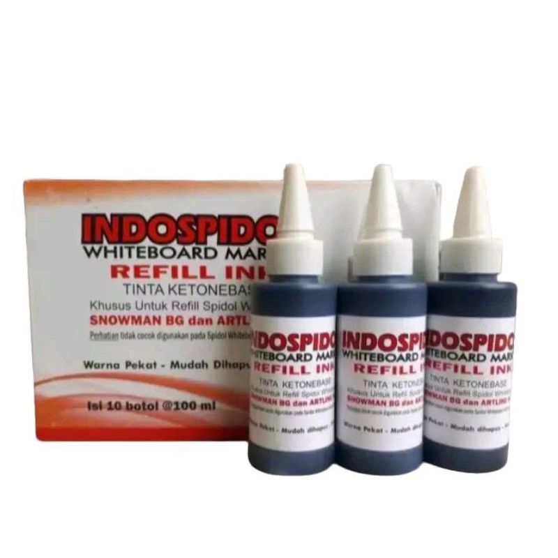 

Tinta Isi Ulang Spidol Whiteboard Marker Indospidol 100 ml (Hitam,merah dan biru)
