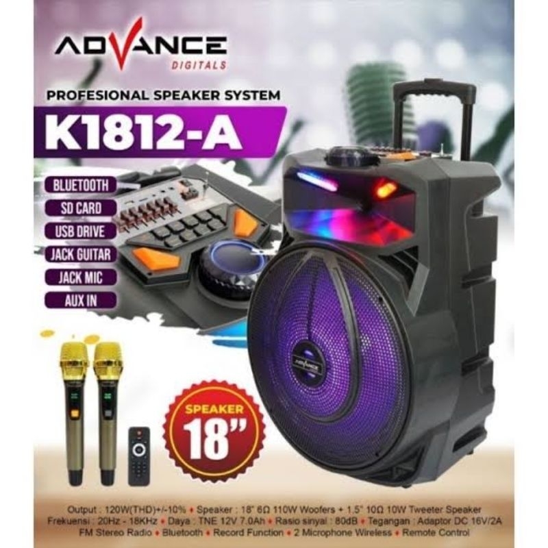 SPEAKER PORTABLE ADVANCE 18INCH K1812A