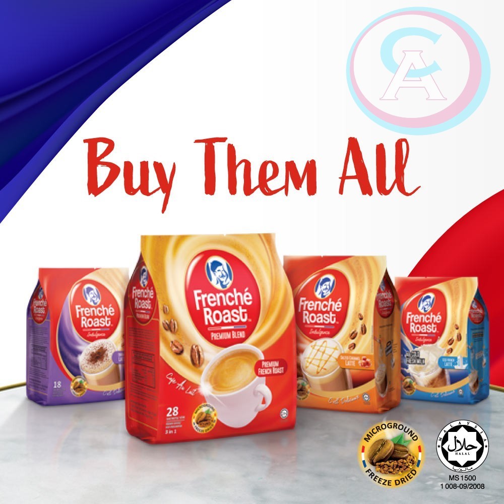 

French Roast Indulgence Hazelnut Latte / Tiramisu latte / Carammel latte / Roasted Kopi French