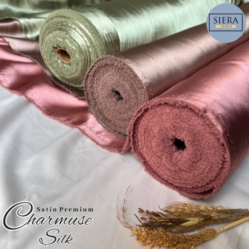 Grosir 1 Roll Kain Satin Charmuse Silk Premium Premium ( HARGA PER 1 ROLL KAIN )