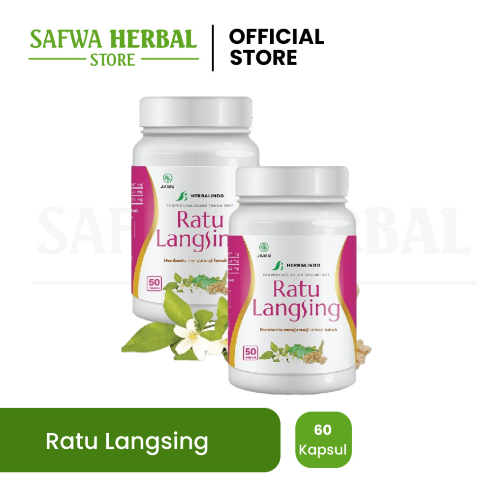 Ratu Langsing Pelangsing Alami | Kapsul Herbal Alami Pelangsing BPOM | 60 Kapsul