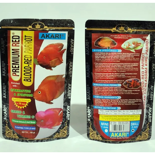 Pakan Makanan Ikan AKARI PREMIUM BLOOD RED PARROT Pellet Pelet Perot Parot
