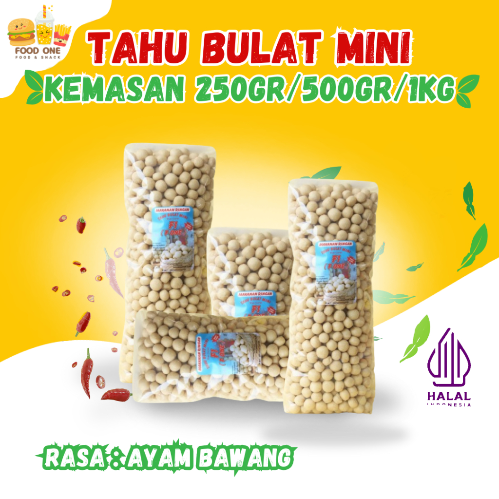 

Tahu Bulat Mini Kering F1 Ayam Bawang 250gr/500gr/1000gr