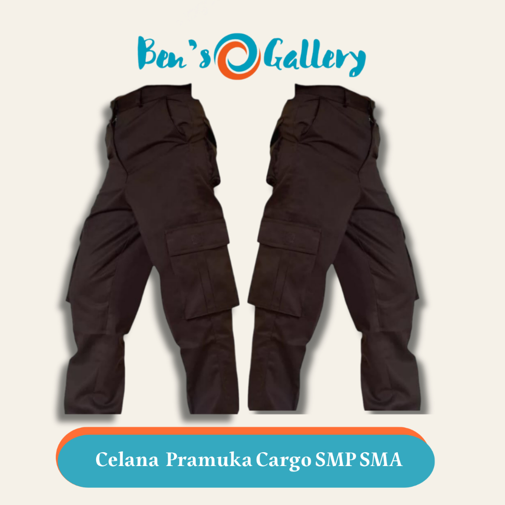 Seragam Celana PDL Cargo Pramuka SMP SMA Laki Laki & Perempuan Saku Banyak
