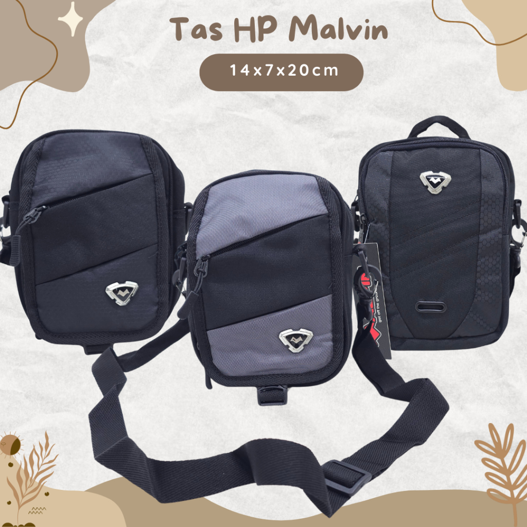 TAS SELEMPANG MALVIN 8 INCHI MOTIF TUTUP ORIGINAL / TAS HP PRIA 8" POLO MALVIN IMPORT ASLI MURAH BAR