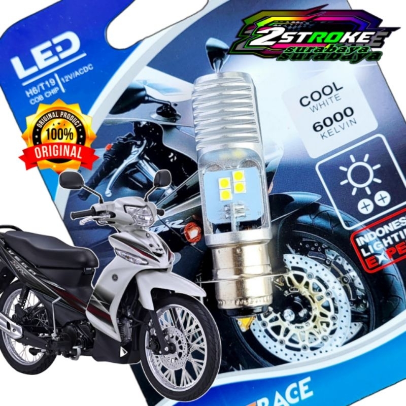 Lampu Depan Motor LED YAMAHA VEGA ZR/RR Putih Terang H6/ T19 Ac/Dc 12Volt Pengganti Dop/Bohlam Wr