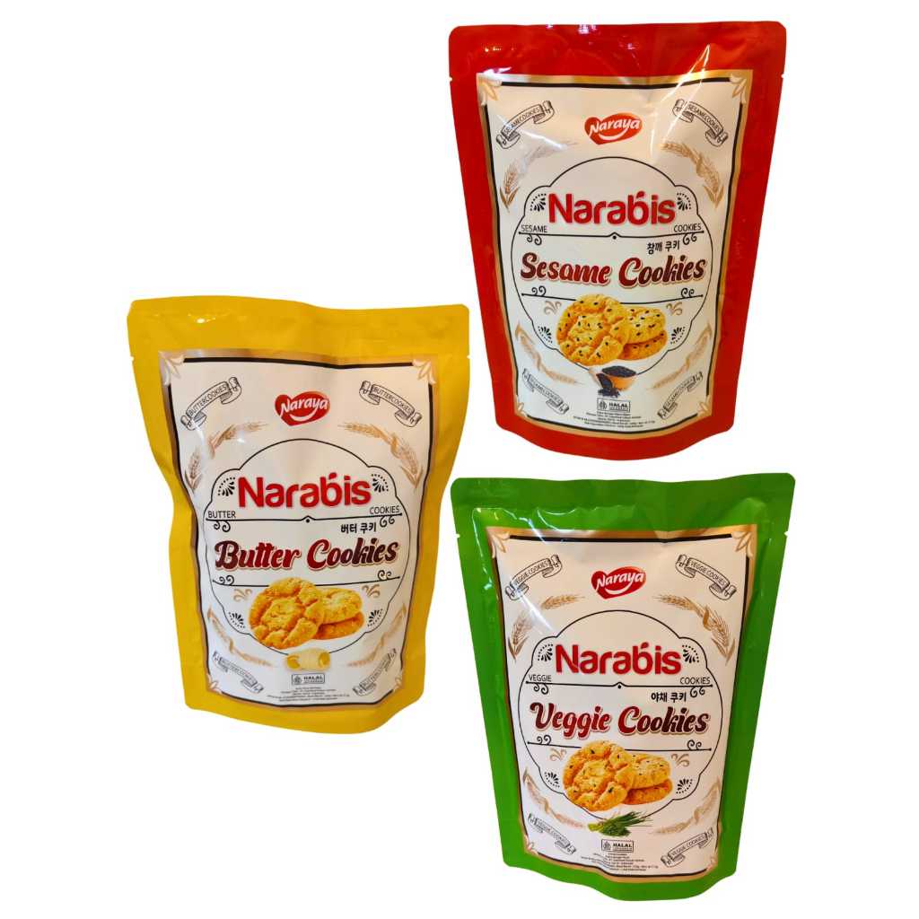 

NARAYA NARABIS COOKIES 220g Kukis Dengan Wijen Hitam Sesame Veggie Vegetable Butter Cookies Halal