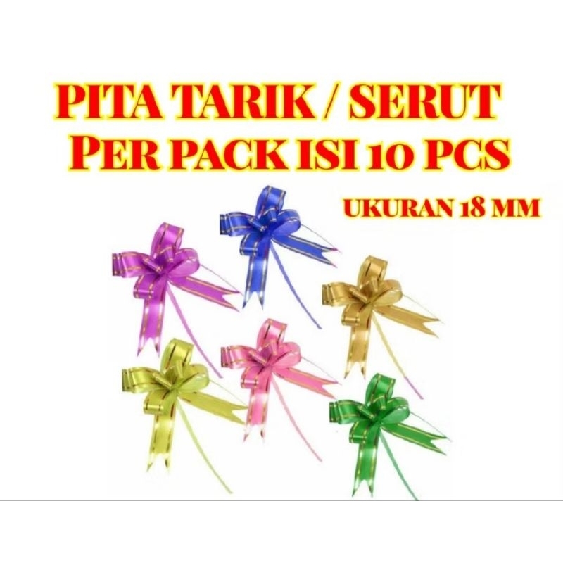 

Pita Serut Tarik 18mm /Pita Kado / Panjang 35 cm /Per Pack isi 10 pcs