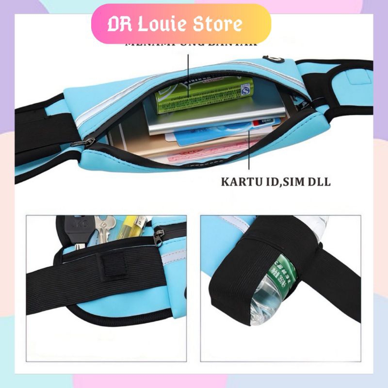 Promo Tas Pinggang Lari Waterproof 1 Kantong Tas Olahraga Lari Jogging Gym Tas Ikat Pinggang Hp