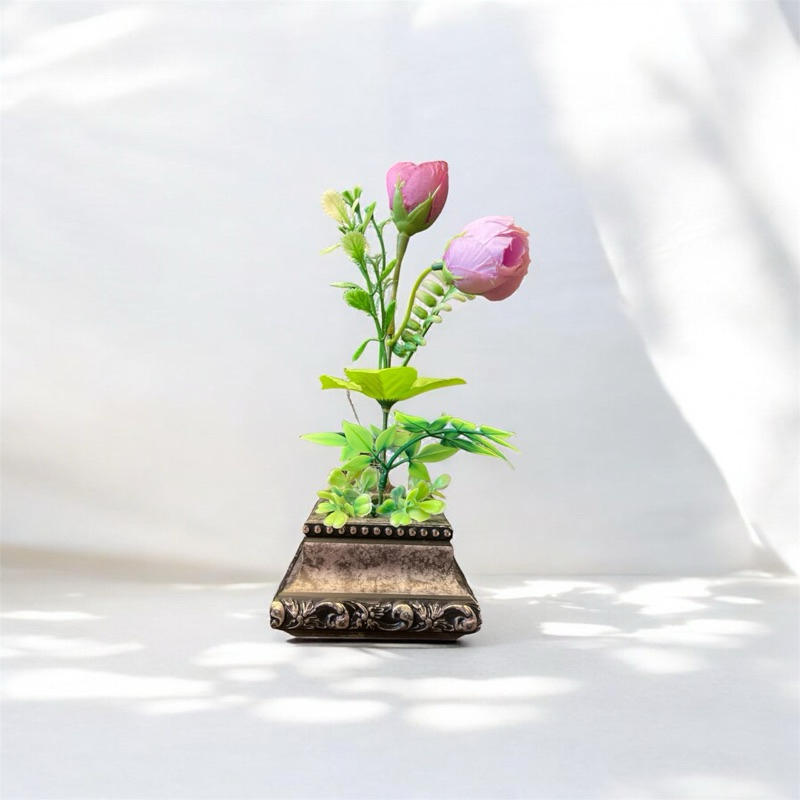 [MAWAR UNGU] POT VAS BUNGA PLASTIK HIAS ARTFICAL FLOWER UNTUK HIASAN DEKORASI RUMAH