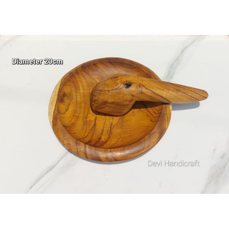 cobek kayu/cobek kayu jati/cobek bulat/cobek set uleg-uleg kayu jati