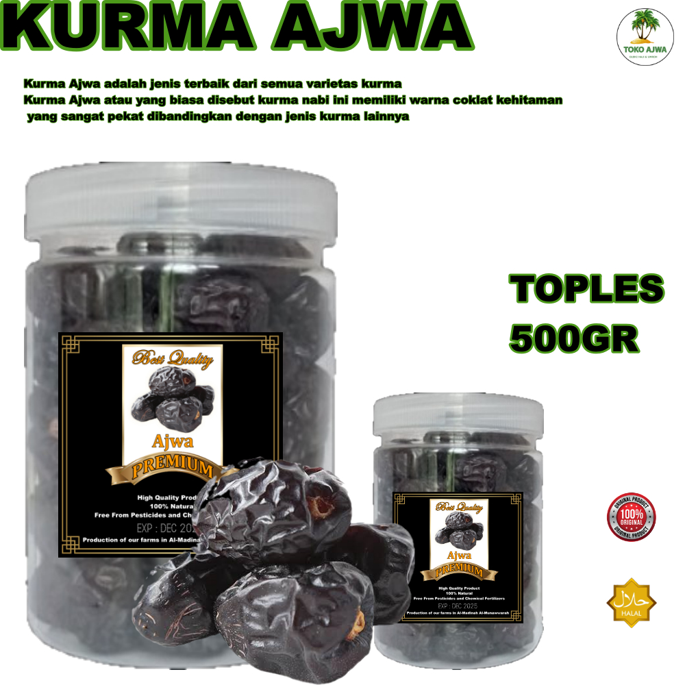 

Kurma ajwa/Kurma Nabi 500gr [TOPLES BULAT]