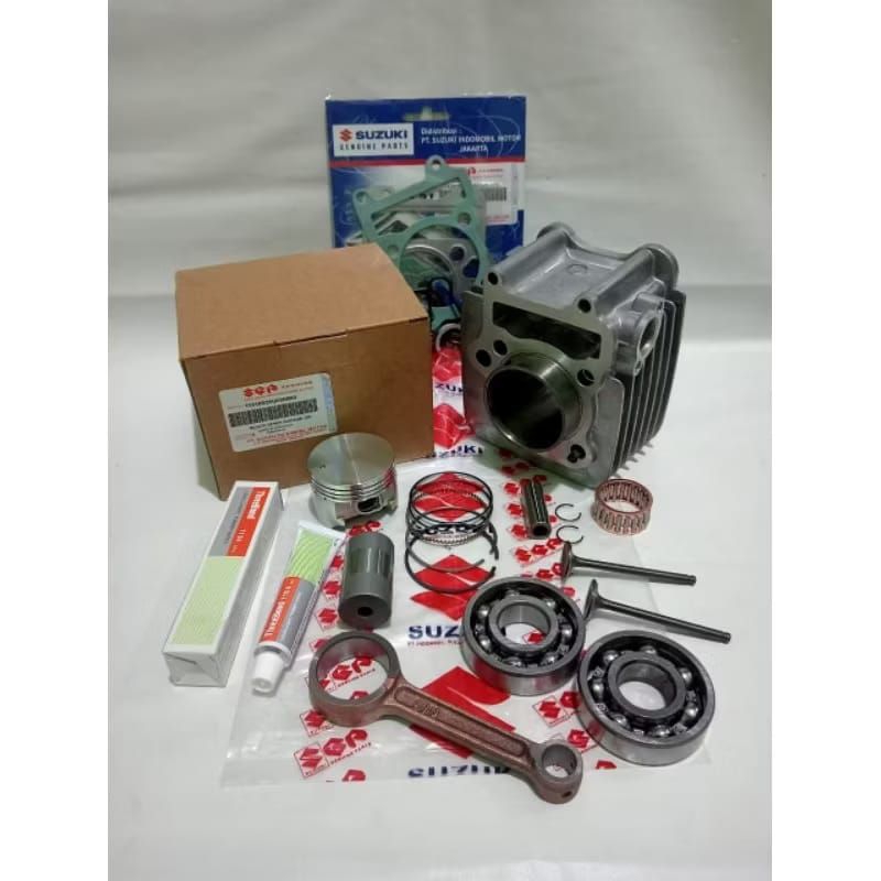 Blok Seher Komplit+Stang seher+bearing kruk as+Klep set+topset+lem Suzuki Shogun 125 old Shogun 125 