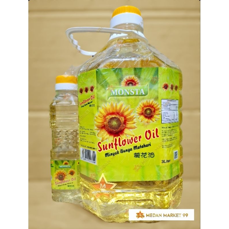 

MONSTA | SUN FLOWER OIL 3 LITER | MINYAK BUNGA MATAHARI | MINYAK MAKAN| MASAK| MINYAK