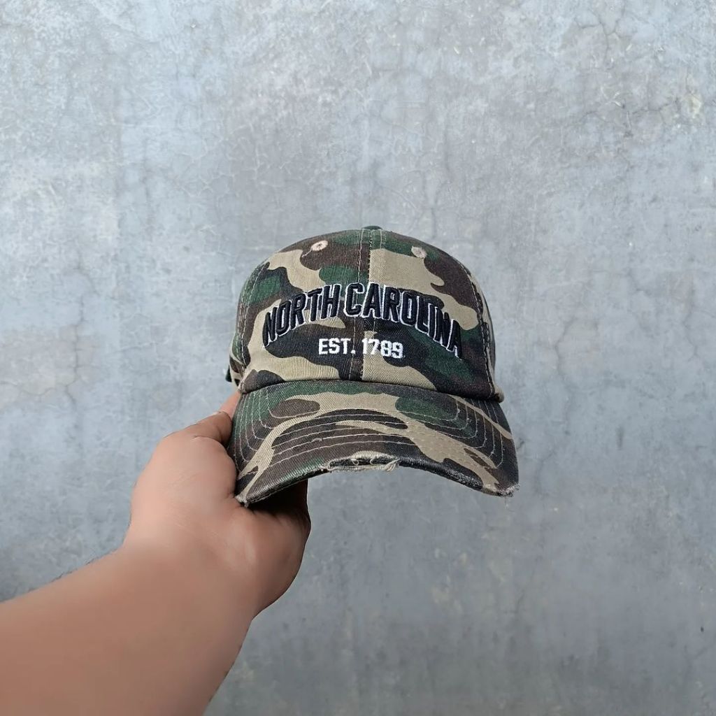 Topi Simple Caps Unisex Pria Wanita North Carolina Camo Originak