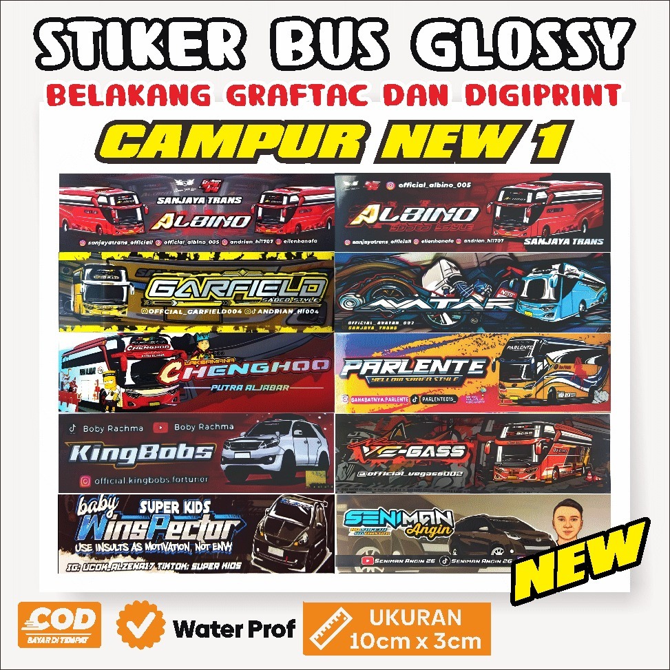 

Promo Resseler 40pcs, Stiker Bus bahan Graftac dan Digiprint,