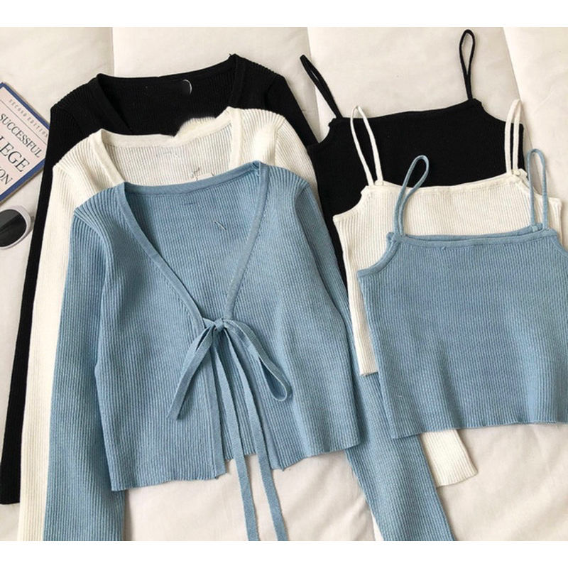Set Baju Cardigan Wanita Korea
