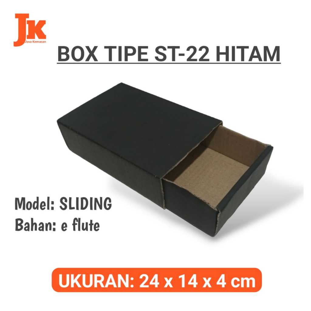 

KARDUS ST-22 HITAM KOTAK BOX KARTON CORRUGATED SLIDING HITAM KECIL POLOS TEBAL PACKING BAJU PAKET ACSESORIS SOUVENIR