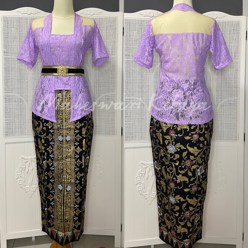 Kebaya Bali Set Brukat Modif Bali Lilac