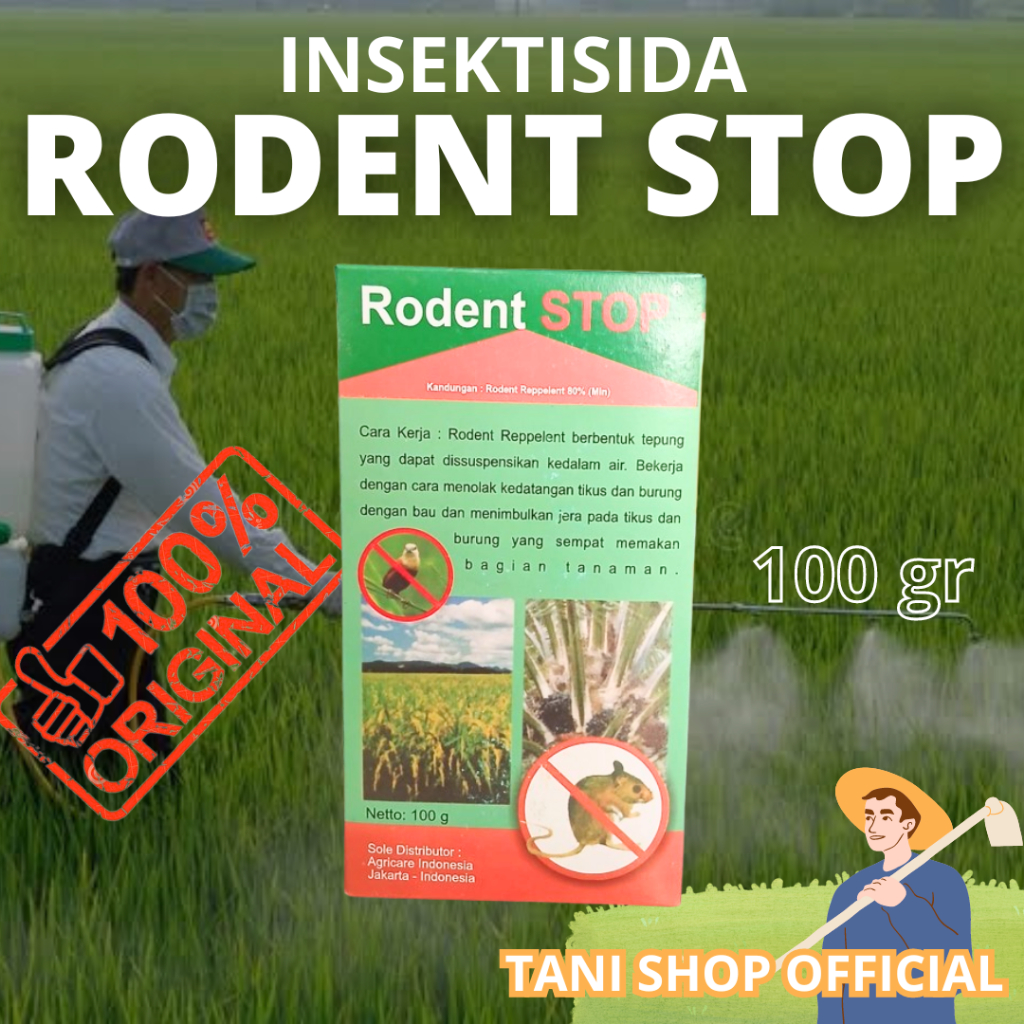 Rodent STOP 100g - Pengusir Tikus dan Burung untuk Tanaman Padi Sawah dan Kelapa Sawit