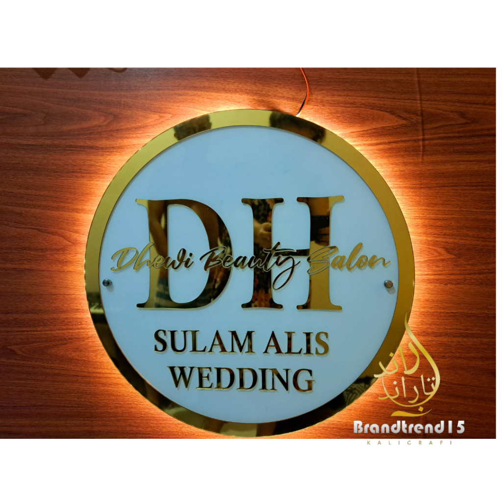 PLANG NAMA TOKO BULAT AKRILIK LED  TULISAN TIMBUL CUSTOM LOGO TULISAN SESUAI PESANAN ||LOGO PT||LOGO