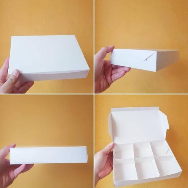 

10 pcs dus eggtart box packaging cookies sekat muat isi 6 ukuran 22x15x4.5 cm putih