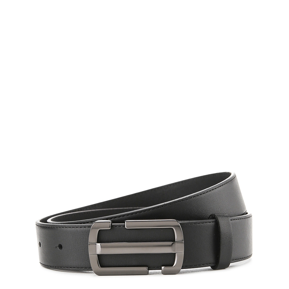 Urban State - Icon Plate Buckle Top Grain Leather Belt - Black