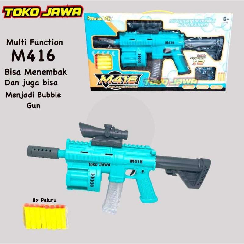 Mainan Tembakan M416 2in1 Nerf bubble Sabun AdaSuara Lampu