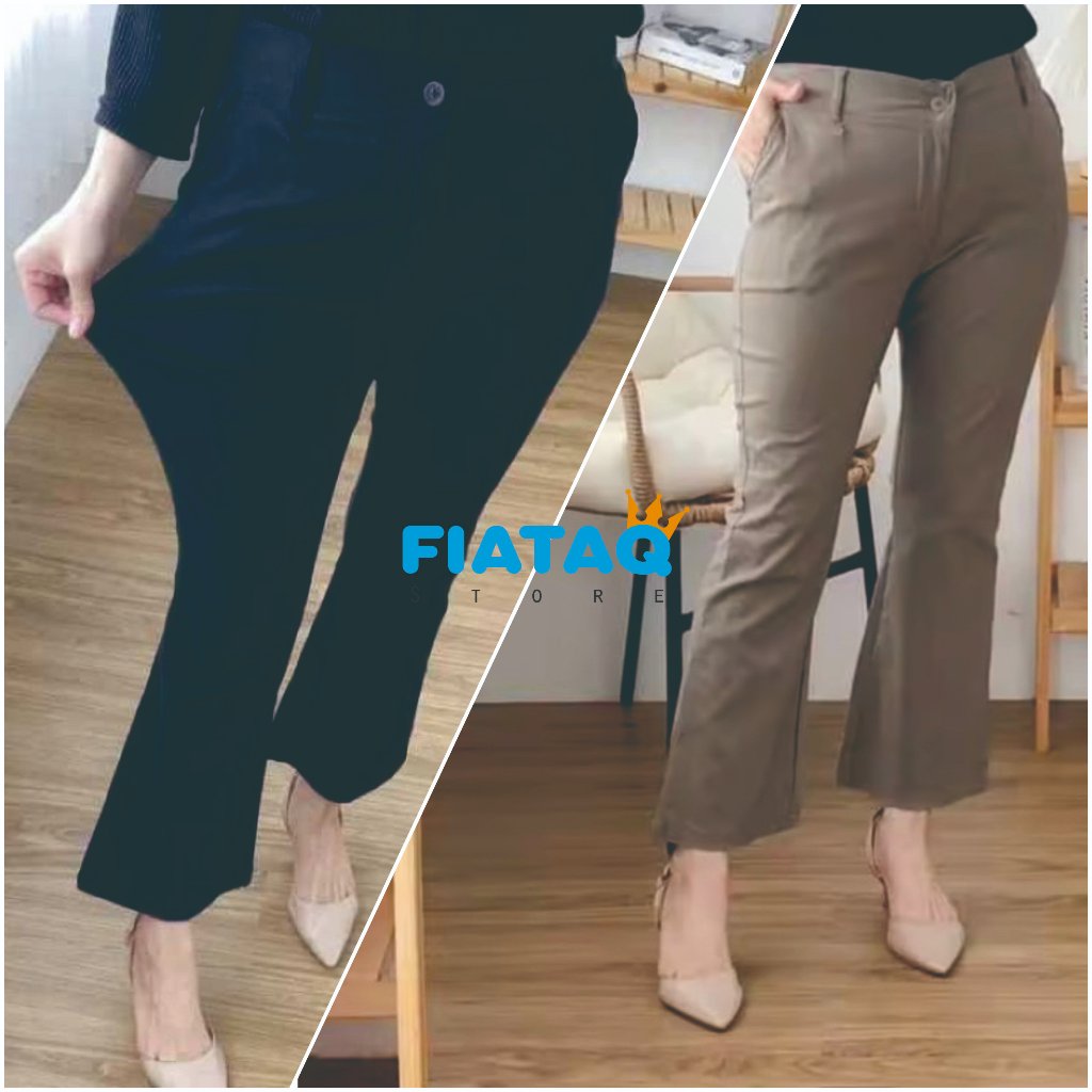 Celana Cutbray Basic Pants Katun Combed Stretch Premium Celana Cutbray Wanita Celana Jumbo