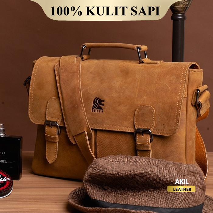 Tas Laptop Kulit Sapi Asli Pria 11 12 13 14 15 Inch Waterproof Reven Asgard Leather Bag