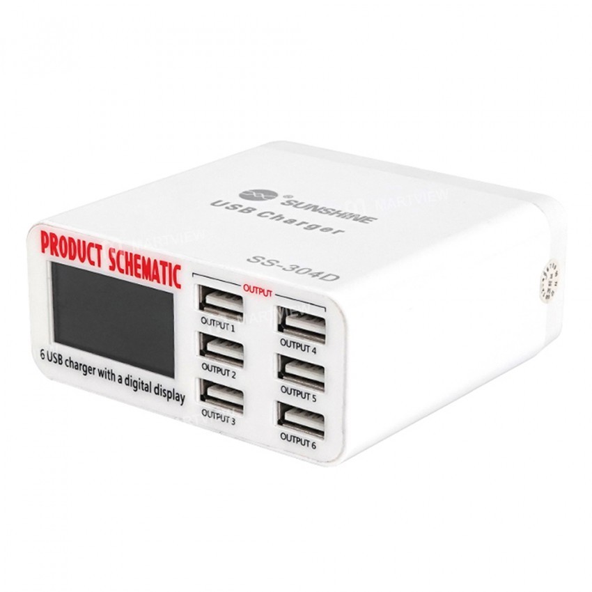 SUPER CHARGER/ FAST CHARGING 6 PORT USB SUNSHINE SS-304D/ SS 304D ORIGINAL