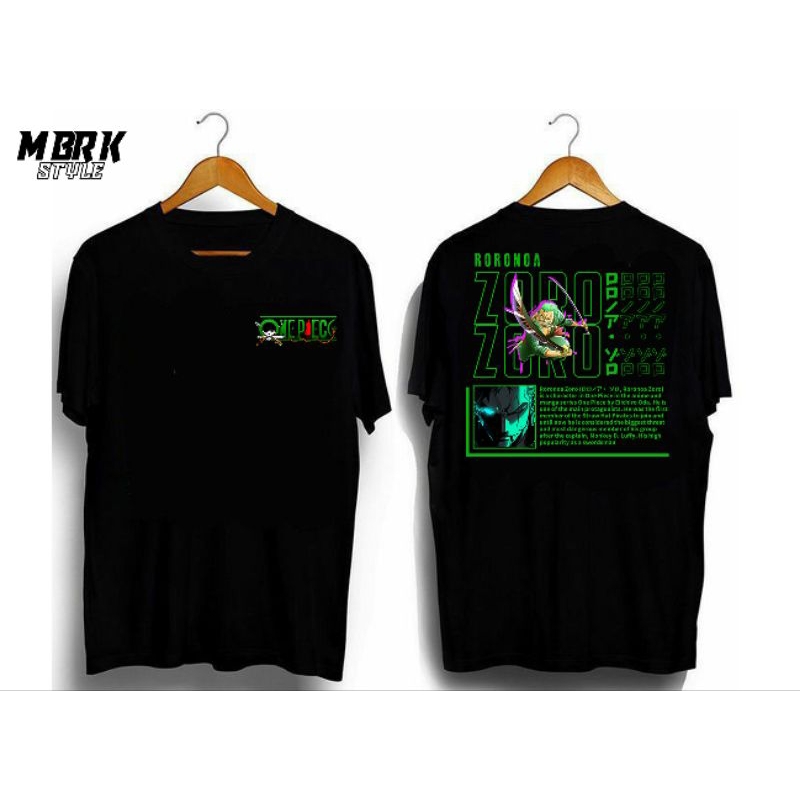 Kaos Zoro One Piece T-Shirt Anime Premium Cotton Combed 24S Original Kaos Unisex Hitam Putih