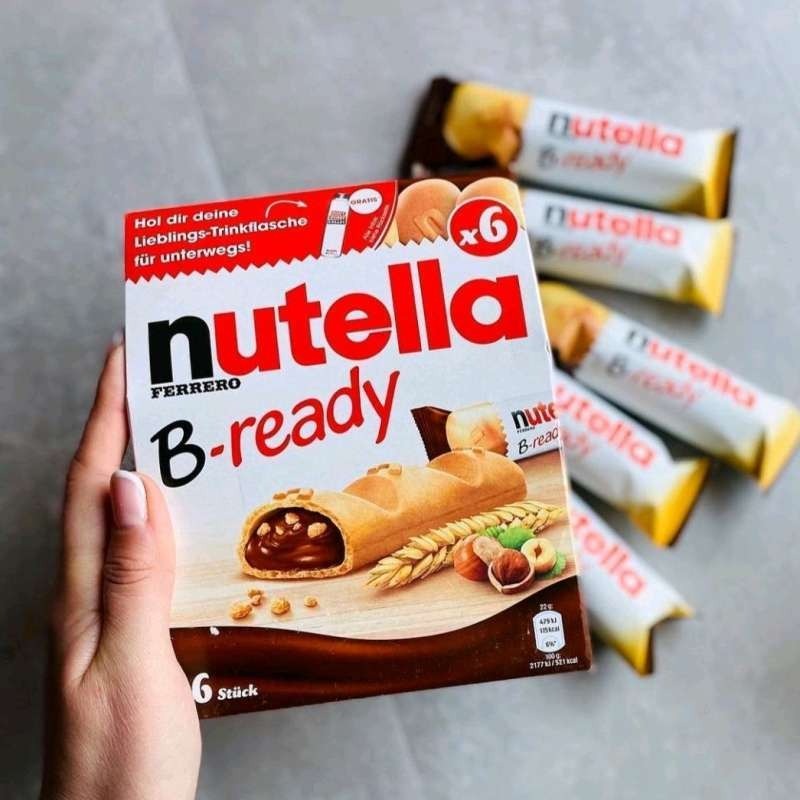 

Nutella B-Ready B Ready Ferrero 6X22G Biscuit 166gr Selai Coklat Kacang Hazelnut Spread with Cocoa Jam 200 350 680 gr Go Biskuit Wafer Arab Repack Sachet Original 1 3 kg Kiloan