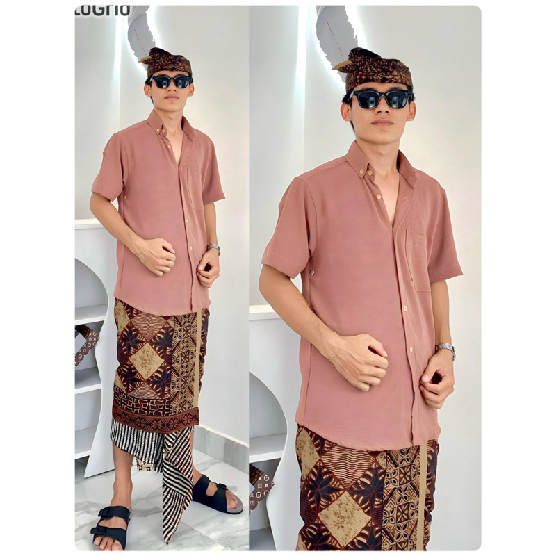 Baju Semi Safari Pria  Airflow /Kemeja safari /safari adat bali