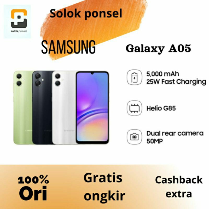 SAMSUNG A05 RAM 4/64 4/128 6/128 GB Baterai 5000mAh 13MP Camera