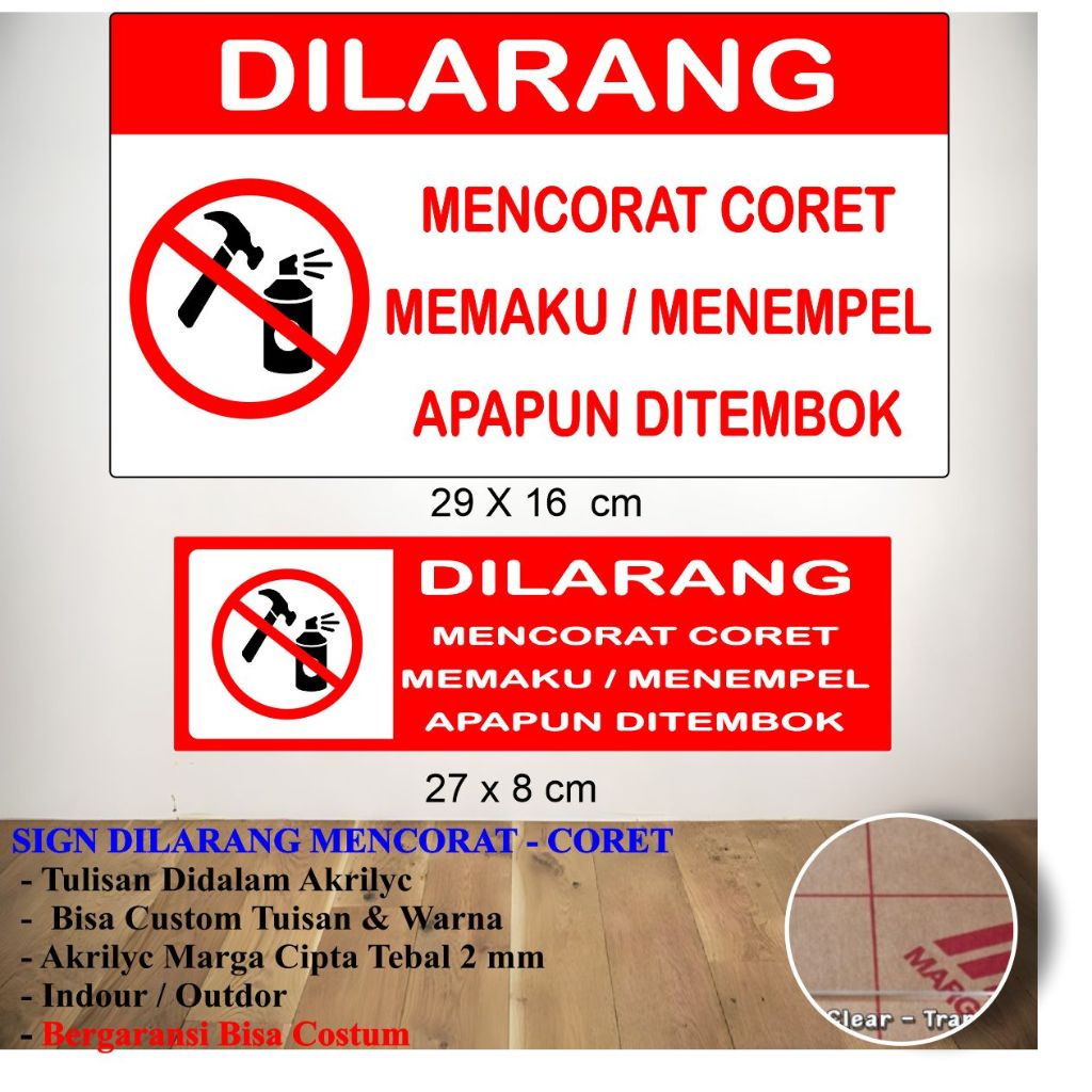 

AKRILIK SIGN DILARANG MENCORAT CORET MEMAKU MENEMPEL DI TEMBOK ACRYLIC TEBAL 2 MM