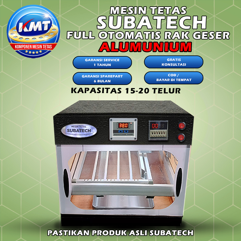 Mesin Tetas Telur Full Otomatis Penetas SUBATECH Rak Geser Kapasitas 15 20 KMT