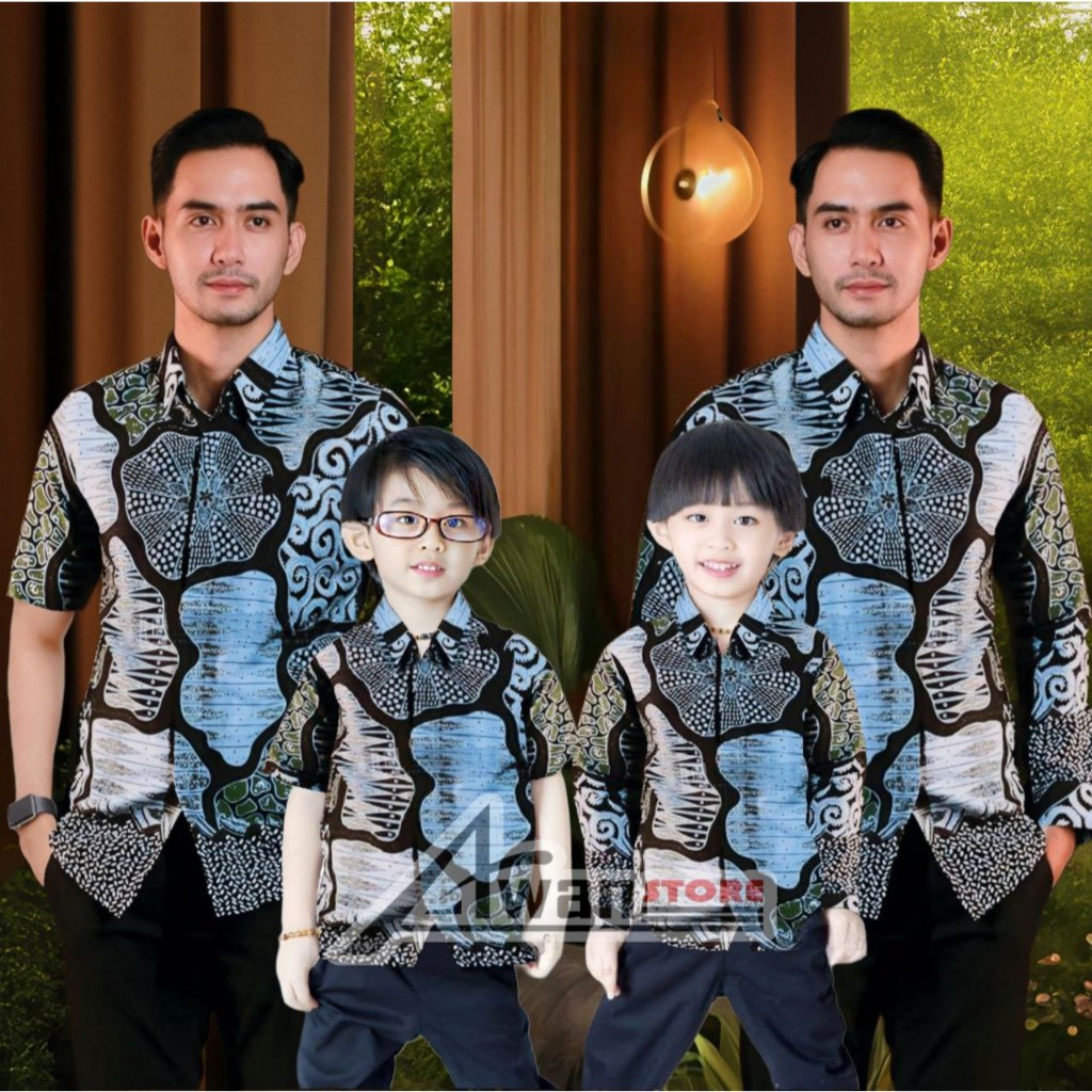 TERBARU KEMEJA BATIK PRIA Batik BIRU MUDA batik ayah dan Batik anak cowok BATIK Warna DENIM Batik