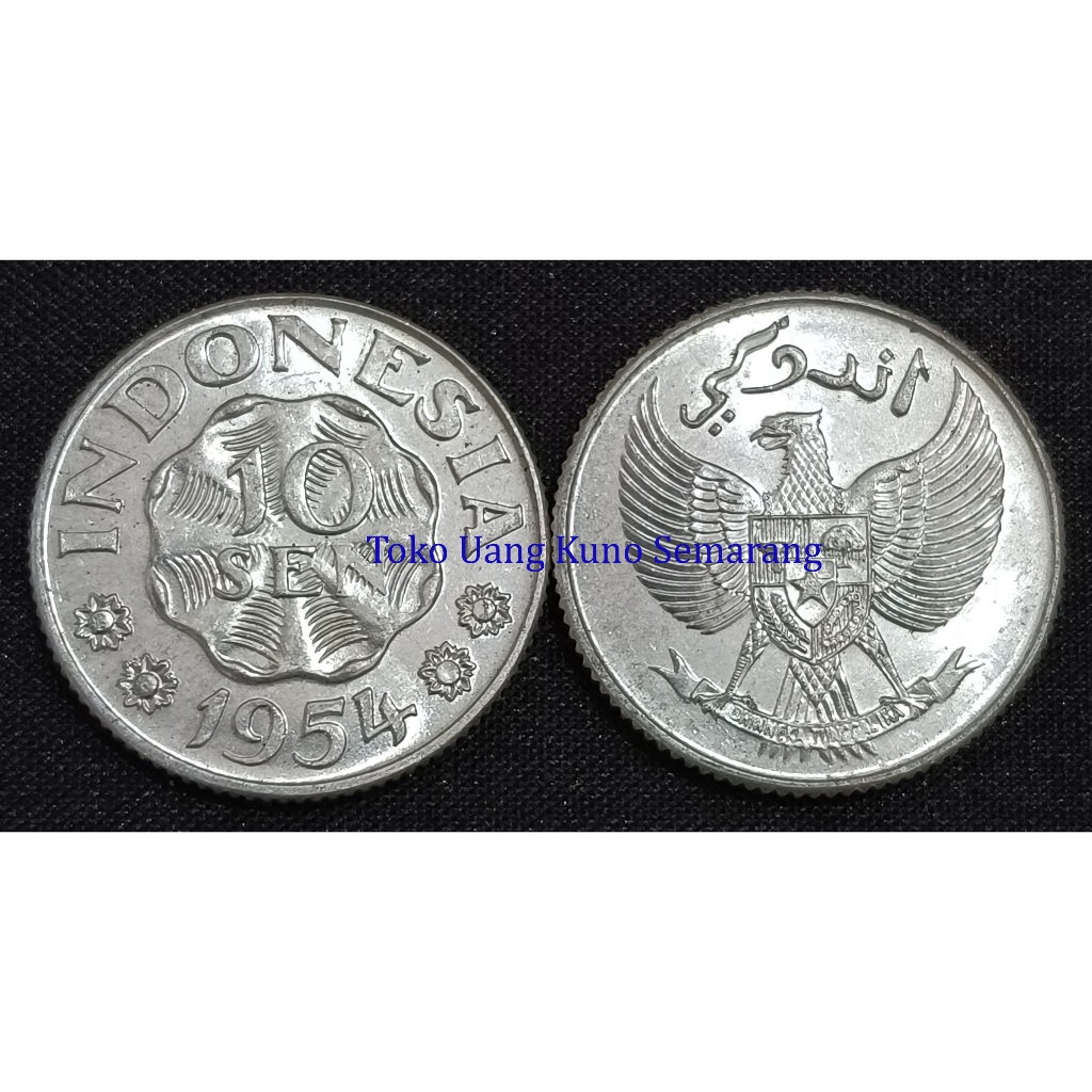 Uang Kuno Koin 10 Sen Almunium 1954