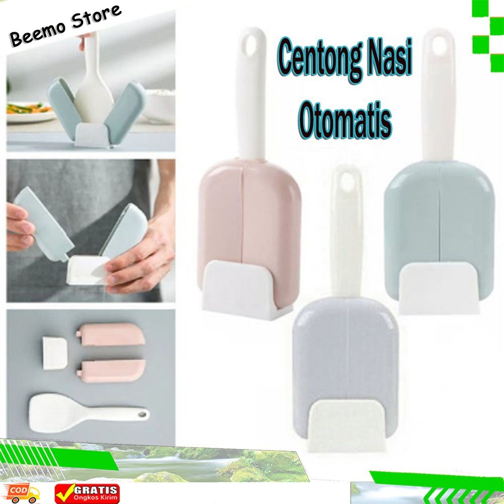Sendok Nasi Penutup Otomatis Holder Tempat Centong Entong Nasi Ajaib Praktis