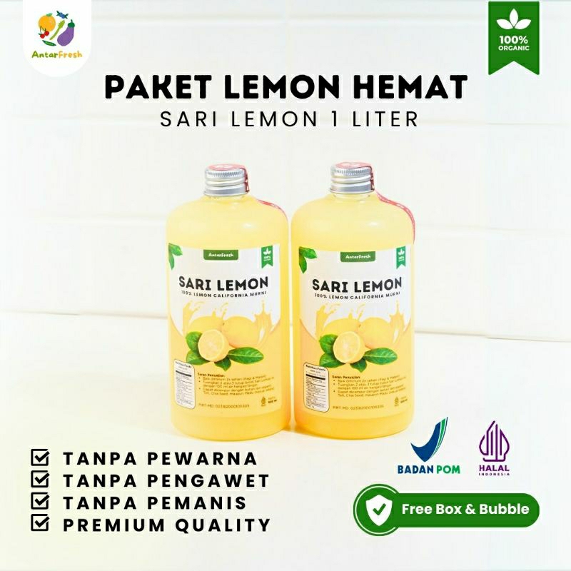 

Sari Lemon California Murni 1000 ML AntarFresh/ Bantu Diet Detox Tubuh / Juice Lemon / AntarFresh