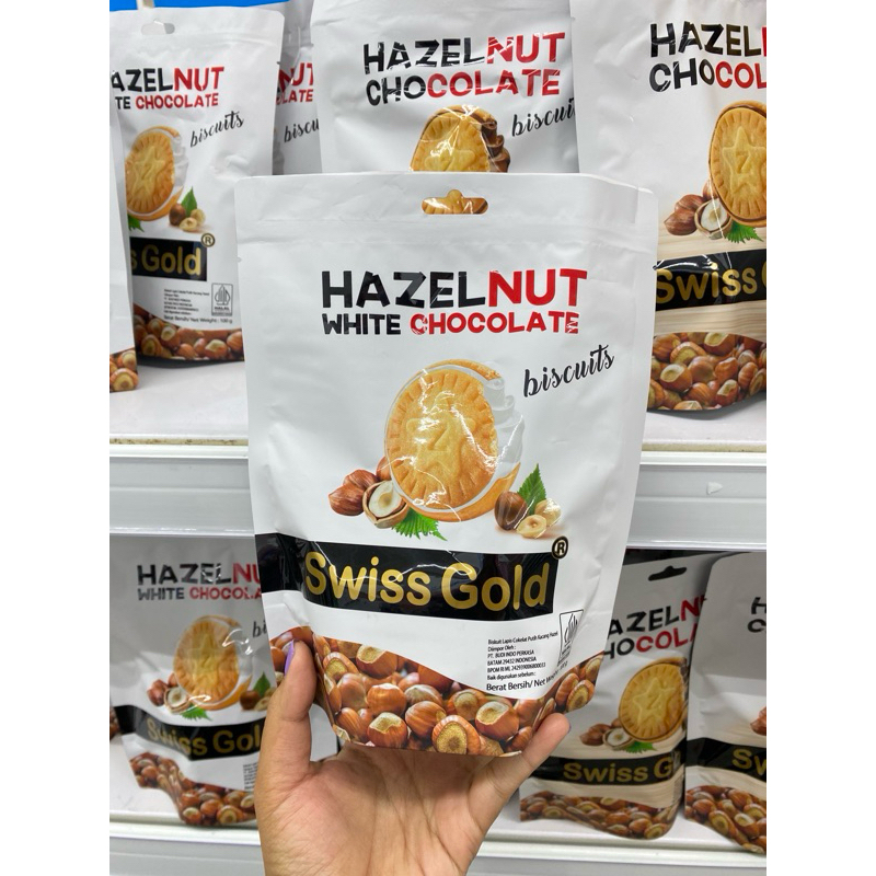 

Swiss Gold Hazelnut Biscuit Biskuit Hazelnut Milk White Chocolate 100 gr & 200 gr