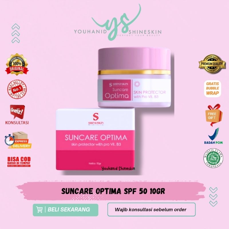 Shineskin ORIGINAL 100% Suncare optima pink spf 50, krim siang spf 50, sunblock spf 50