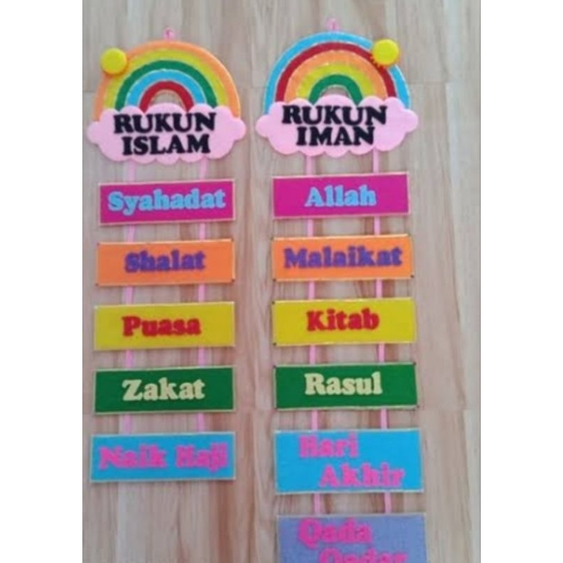 ( Ready) Rukun Iman/islam/Hiasan dinding/Hiasan Kelas/Aksesoris/kerajinan kain flanel/Hiasan Meja