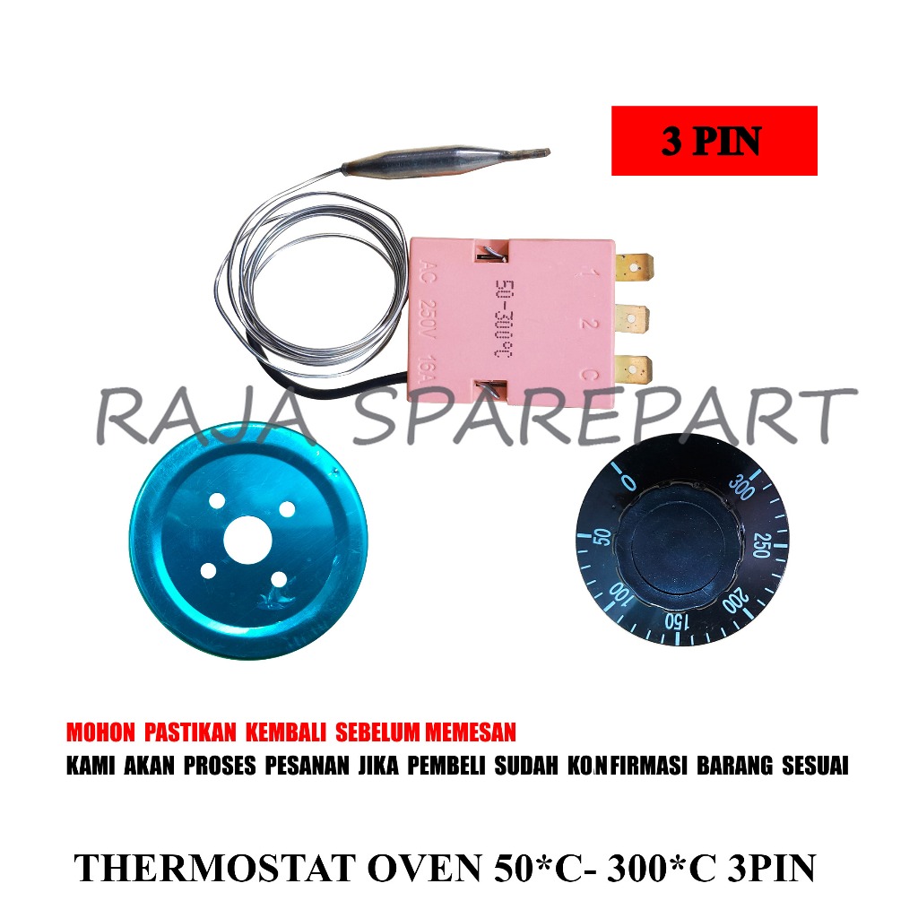 TO503003 THERMOSTAT PENGATUR SUHU / THERMOSTAT CUP SEALER / THERMOSTAT OVEN 50*C- 300*C (3PIN)