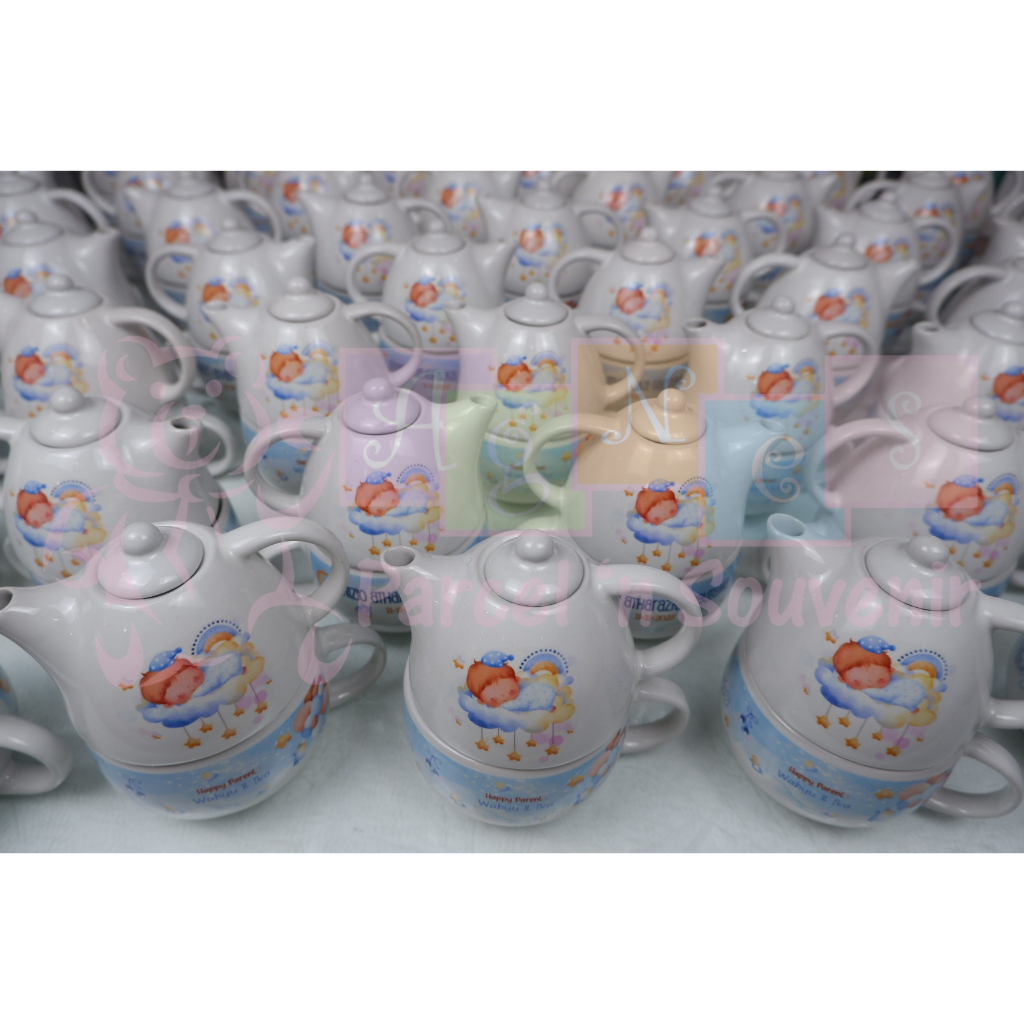 teko keramik + cangkir atau bowl custom