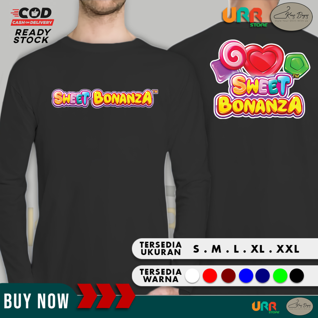 Kaos Baju Sweets Bonanza Slot Lengan Panjang | Baju Game Online | Cotton Combed 30s Lembut & Nyaman