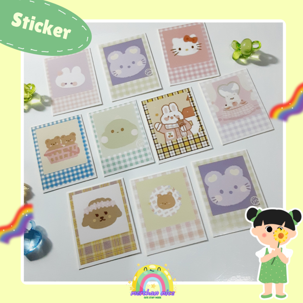 

[ 42 pcs ] STICKER TEMA POLAROID BUNNY BEAR